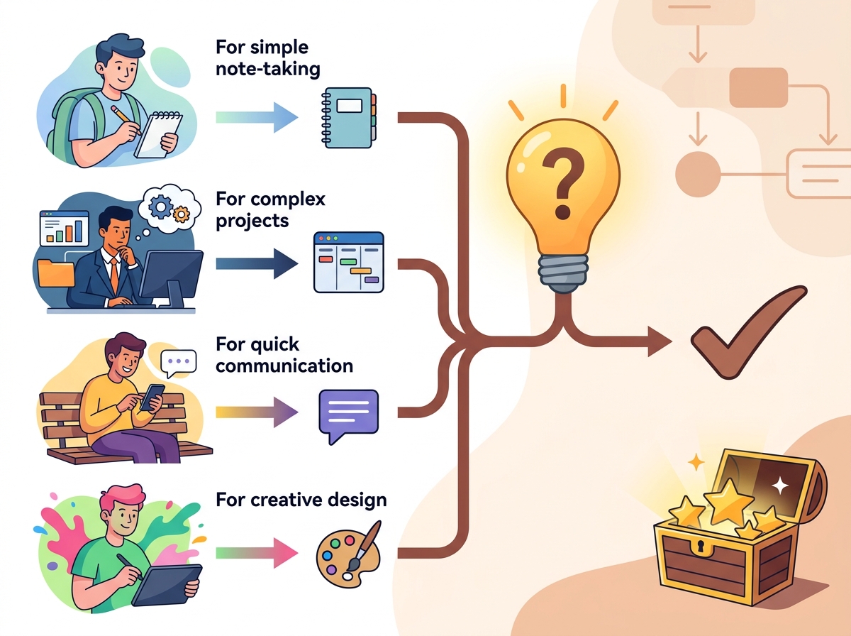 [図解] 「個人作業の自動化→Skills」「外部ツール連携→MCP」「チーム共有→Skills+MCP」の3分岐フロー図。上部に「あなたの目的は？」と配置し、矢印で3方向に分岐